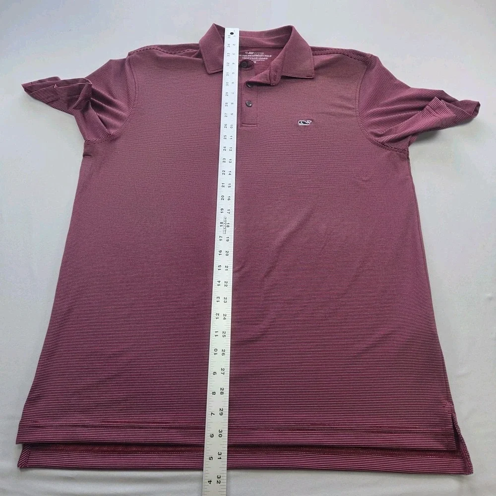 Vineyard Vines On The Go Sankaty Polo Shirt Mens M Red Stripe Golf Stretch OTG